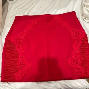 Express Red Lace Mini Skirt